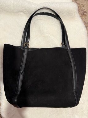 H&M Black Suede Tote with Leather Straps